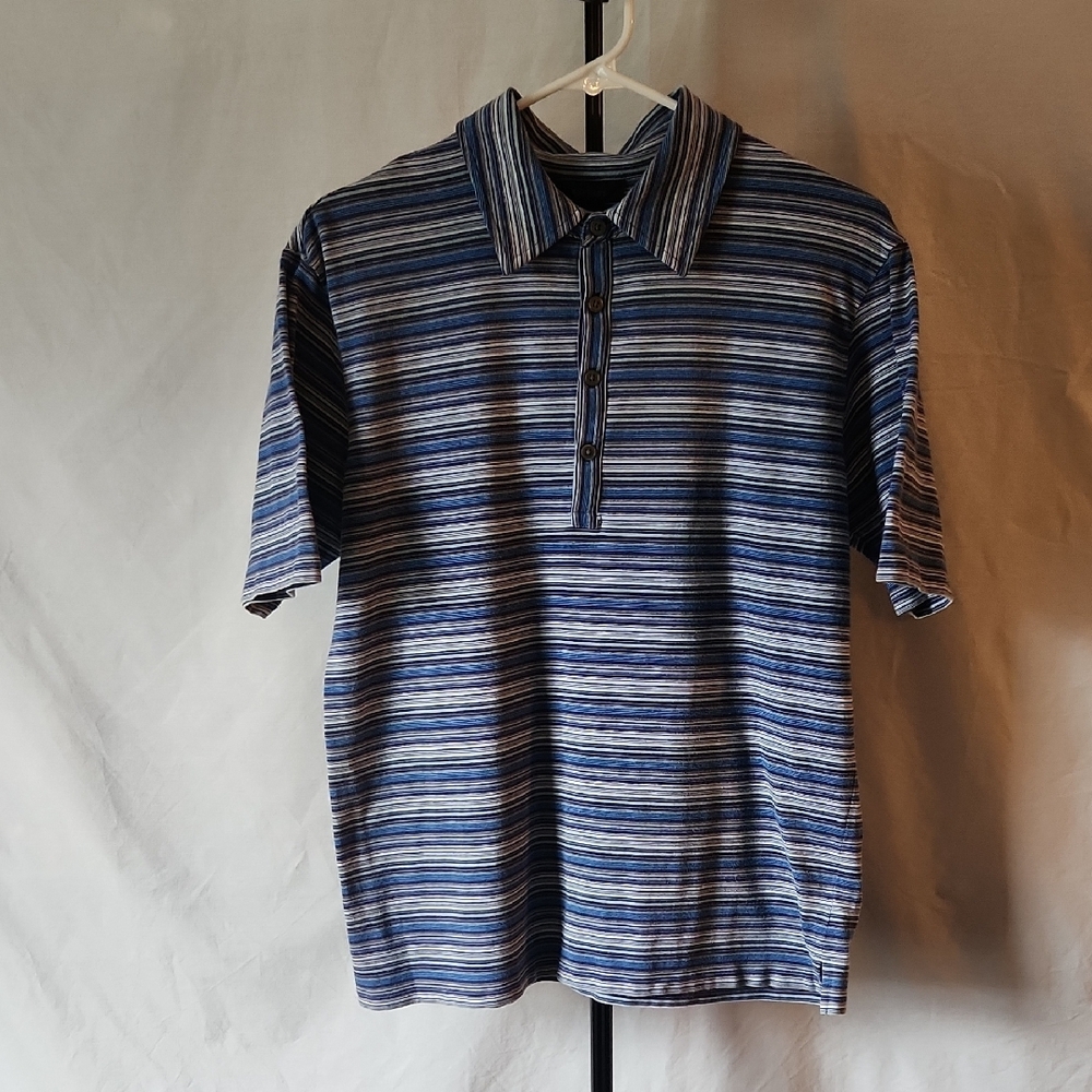 EXPRESS Men's Blue Striped Polo Shirt. Medium. 95% Cotton